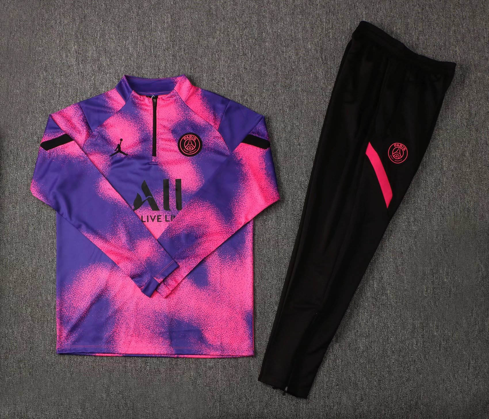 2021/2022 Psg Paris Saint-Germain Half-Pull Training Suit Pink Set:football jersey mysite: unitedjerseyfootball 邓江浪:football