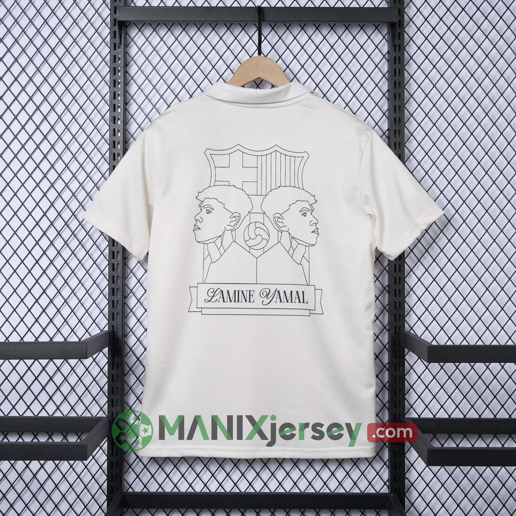 ManixJersey.com | Barcelona 24-25 Yamal Anniversary White Jersey - Fans Version -Customize Name, Number and Patch | Worldwide Shipping