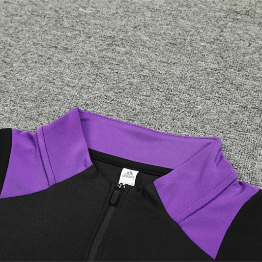 JerseysGala.com | Real Madrid 24-25 Long Sleeve Training Set - Black and Purple -Customize Name, Number and Patch | Worldwide Shipping