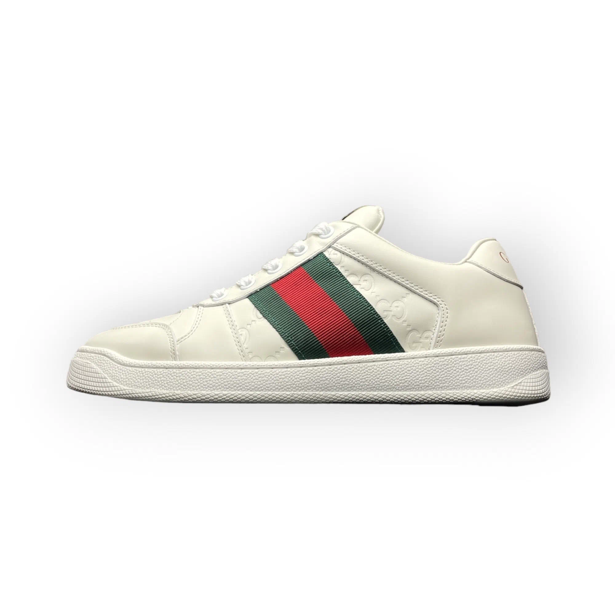 Gucci Screener Sneaker with Green and red Web in White、mysite、Cacoeks