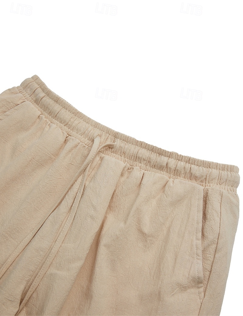 Men's Shorts Linen Shorts Summer Shorts Beach Shorts Drawstring Elastic Waist Multi Pocket Plain Knee Length Outdoor Beach Hawaiian Casual ArmyGreen Black Inelastic 2025 - $17.99 –P10