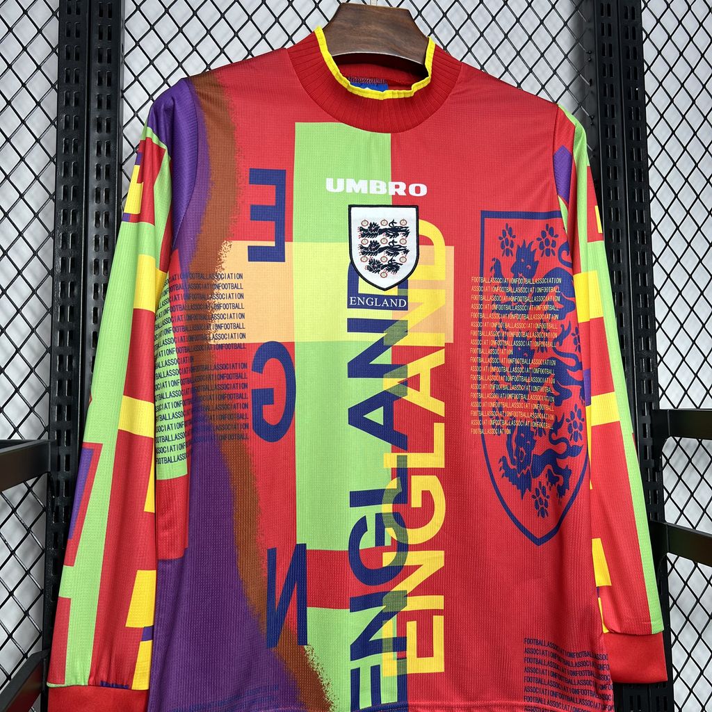 Higojerseys-Retro England 1996 Goalkeeper Long Sleeve Jersey