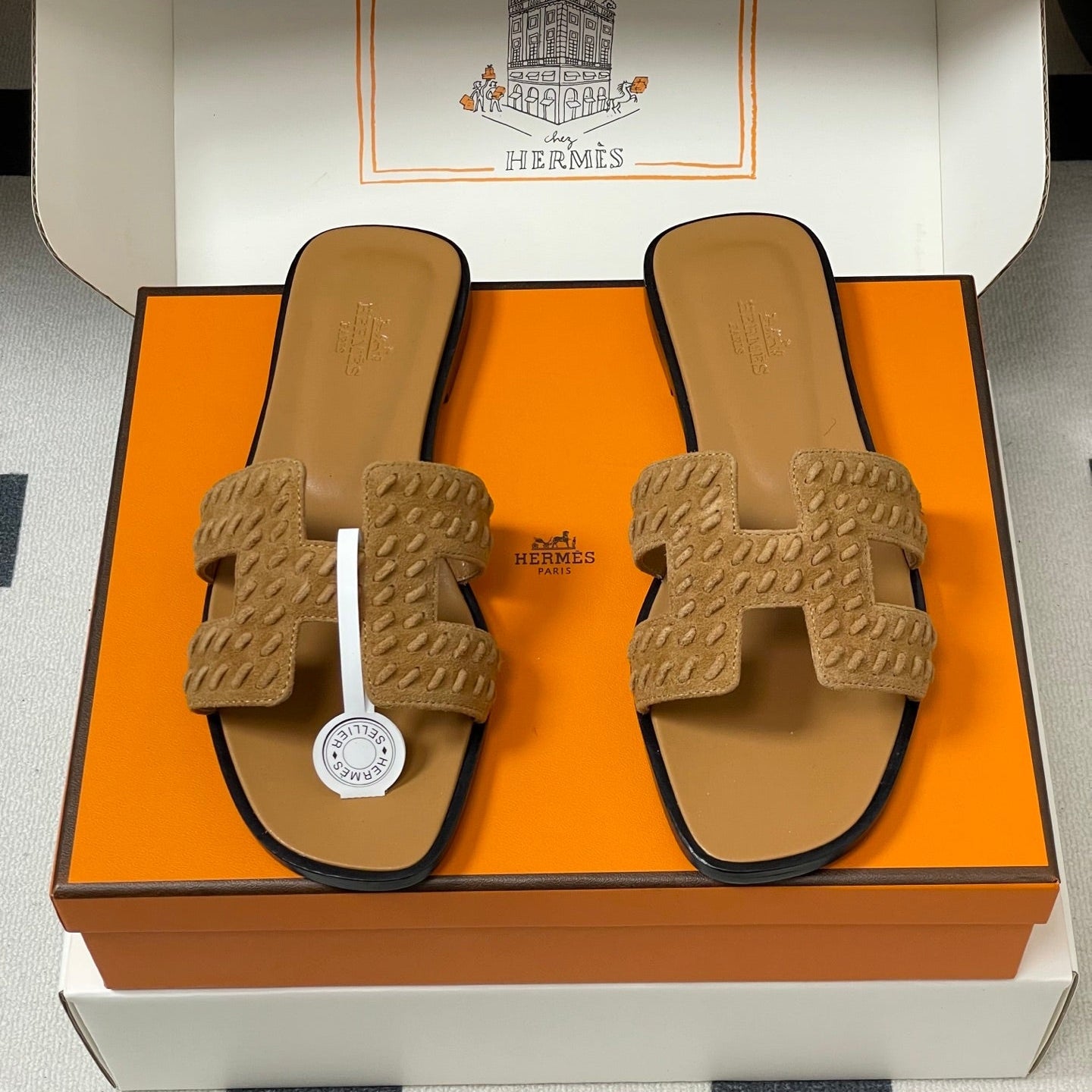 HM 25S ORAN SANDAL IN LIGHT BROWN SUEDE AND LAMBSKIN、mysite、Cacoeks