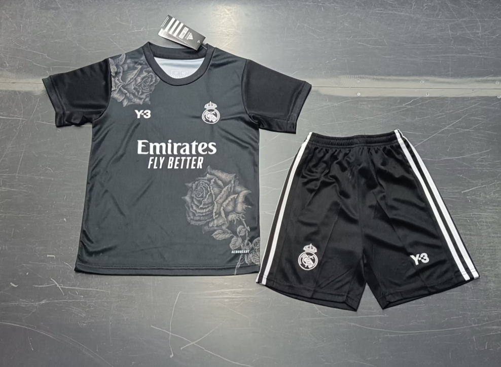 24/25 Real Madrid Black Y3 Football Shirt Kids Size Suit-mysite Custom Football Kit- Nextkits