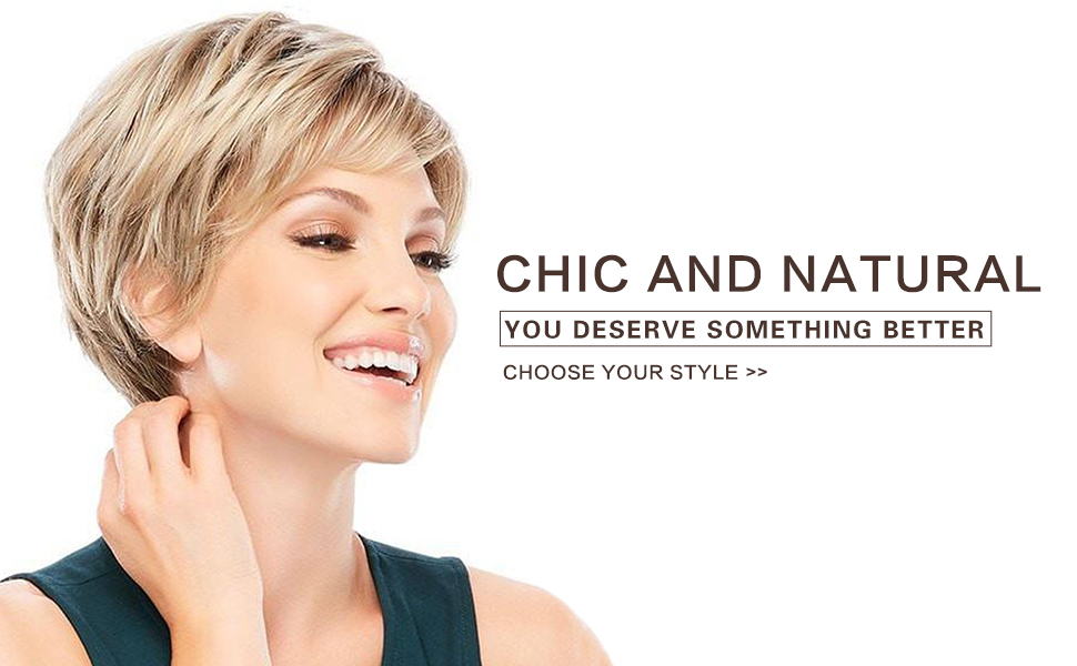 HAIRCUBE Natural Wigs Short Fluffy with Bangs Human Hair Wigs for Women  Black Root to Blonde Hair : Amazon.ca: Beauty & Personal Care