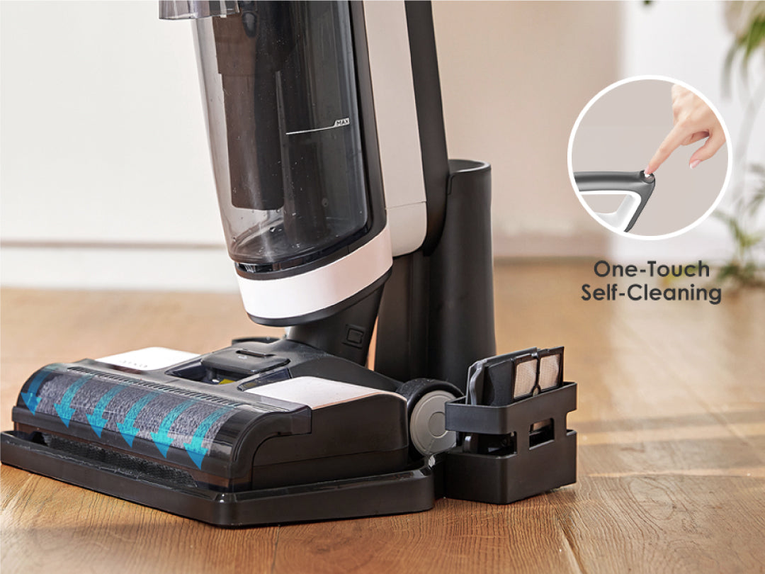 a coffee maker on a wood floor