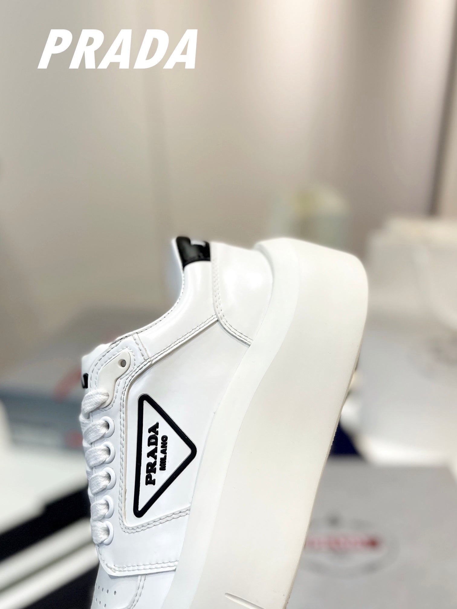 PRA DOWNTOWN THICK-SOLE SNEAKERS WHITE CALFSKIN、mysite、Cacoeks