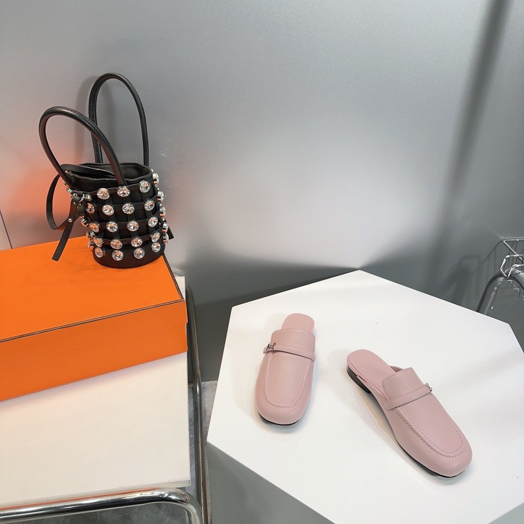 Lena Mule Pastel Pink Leather、mysite、Cacoeks