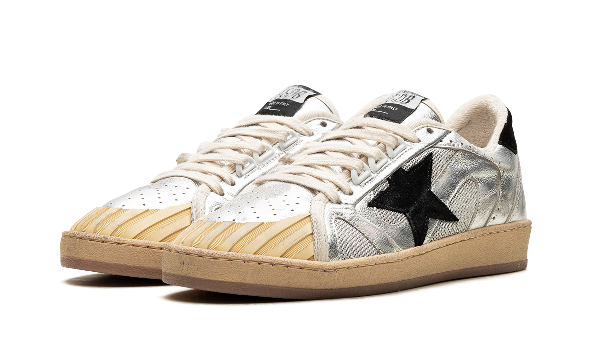 BALL STAR DOUBLE QUARTER WITH WAVES LAMINATED AND NET UPPER SUEDE STAR AND HEEL "SILVER BLACK"、mysite、Cacoeks