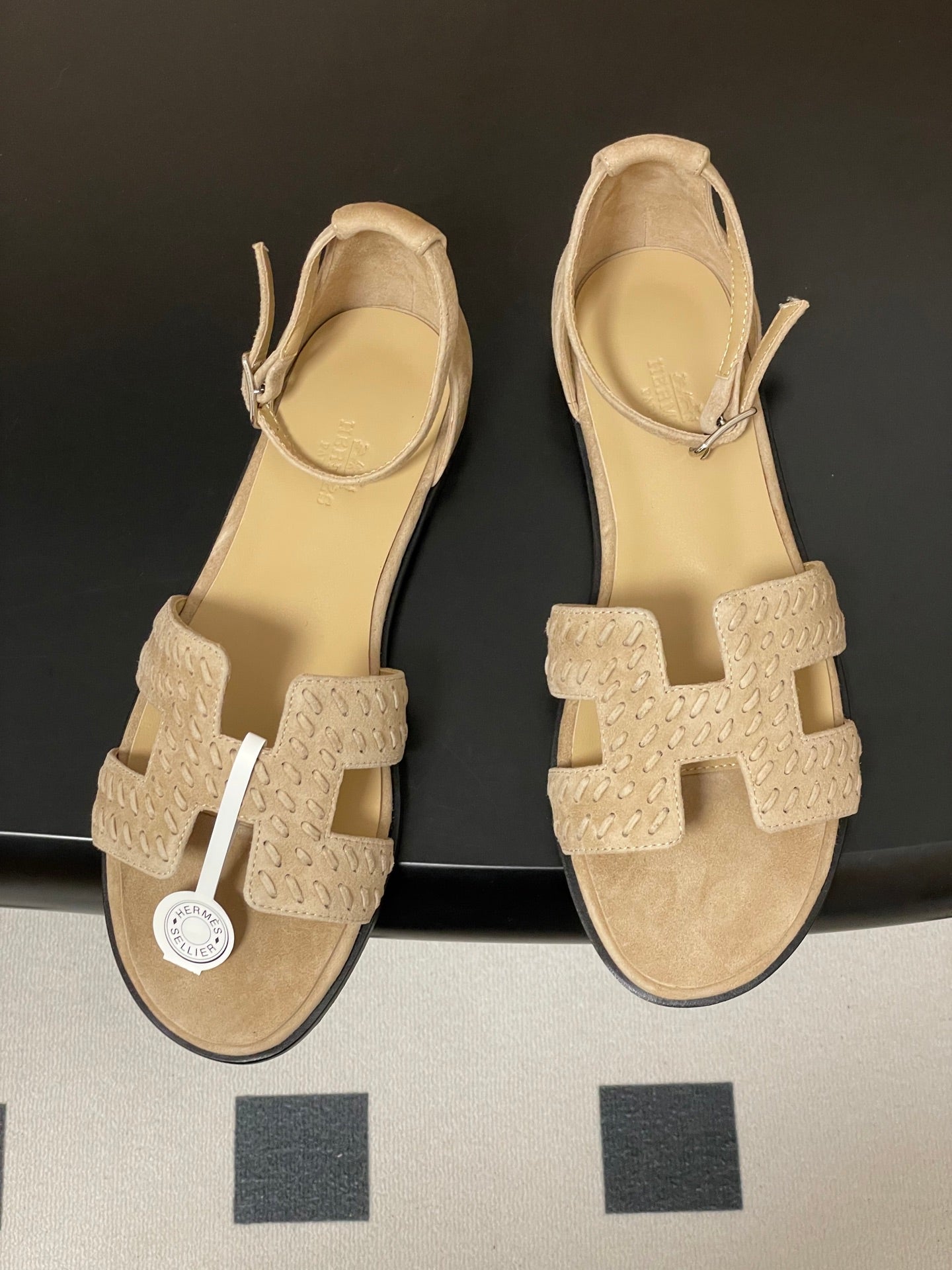 HM 25S SANTORINI SANDAL IN BEIGE SUEDE AND LAMBSKIN、mysite、Cacoeks