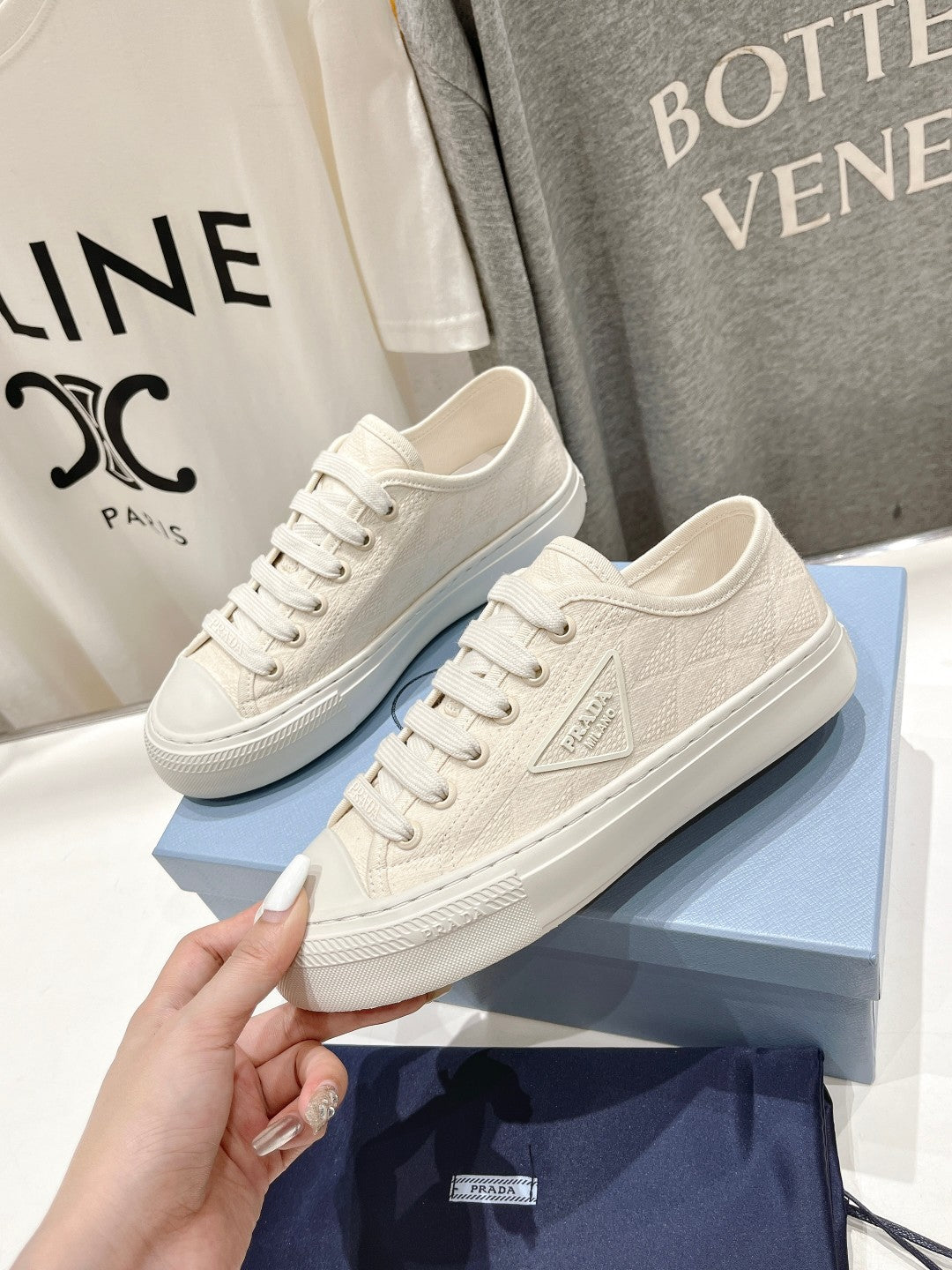 PRA PRINTED COTTON SNEAKERS WHITE CANVAS、mysite、Cacoeks