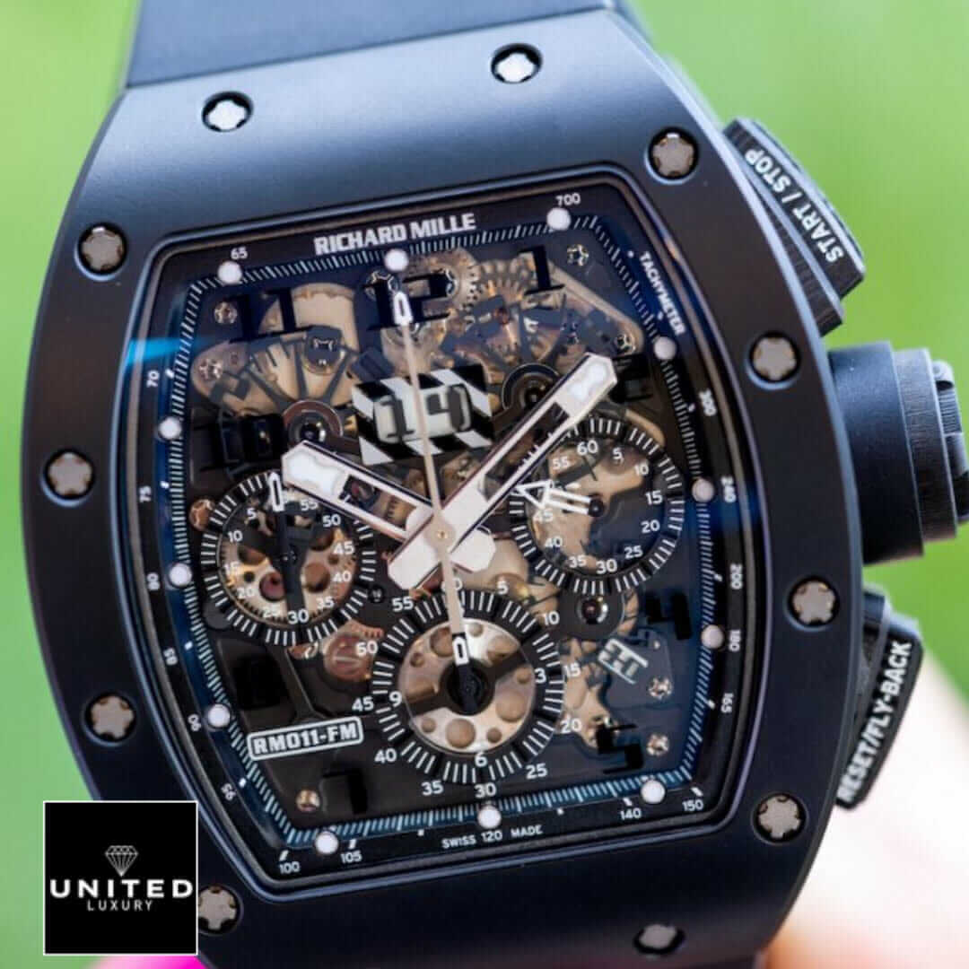 Richard Mille RM011-FM Black Bezel Replica crown / push button