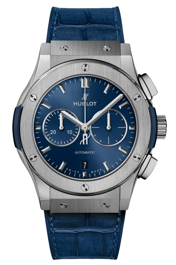 Hublot Classic Fusion Ref. 541.NX.7170.LR Super Clone Watch – Titanium Blue Dial Leather Strap Fake Replica