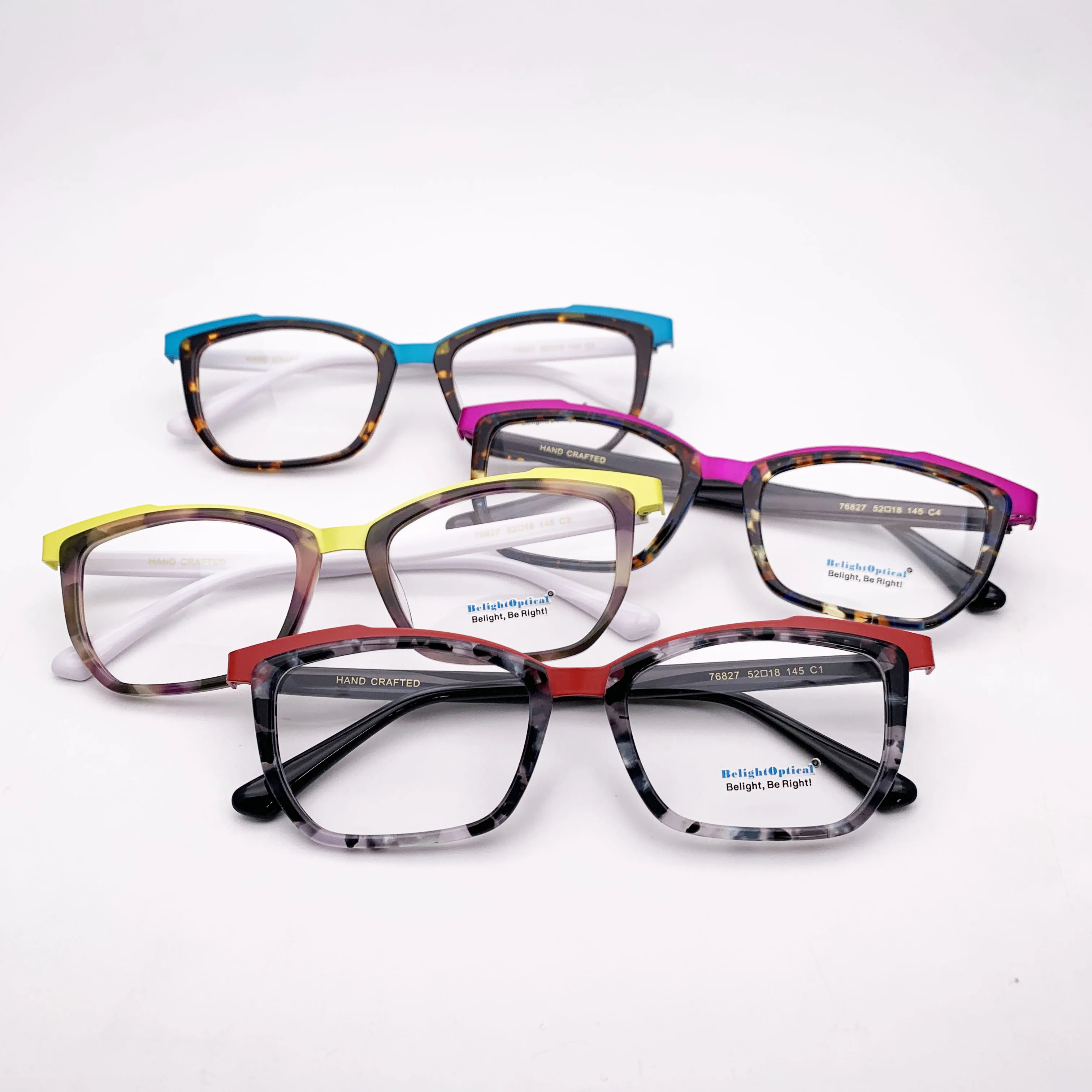 Fancy Colorful Vintage Metal with Aceate Cat Eye Shape Optical Glasses Spectacle Frame Prescritpion Lens Women Style 76813