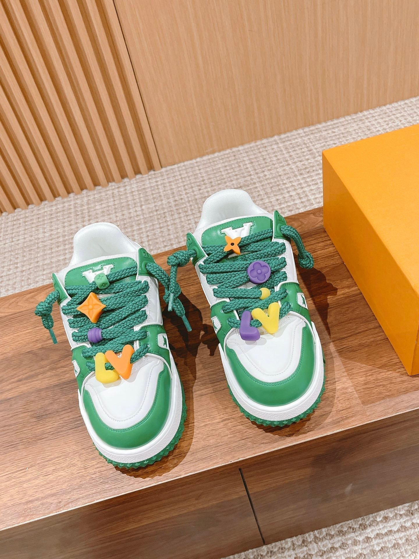 LV Trainer Maxi Sneaker White Mix Green Calfskin、mysite、Cacoeks