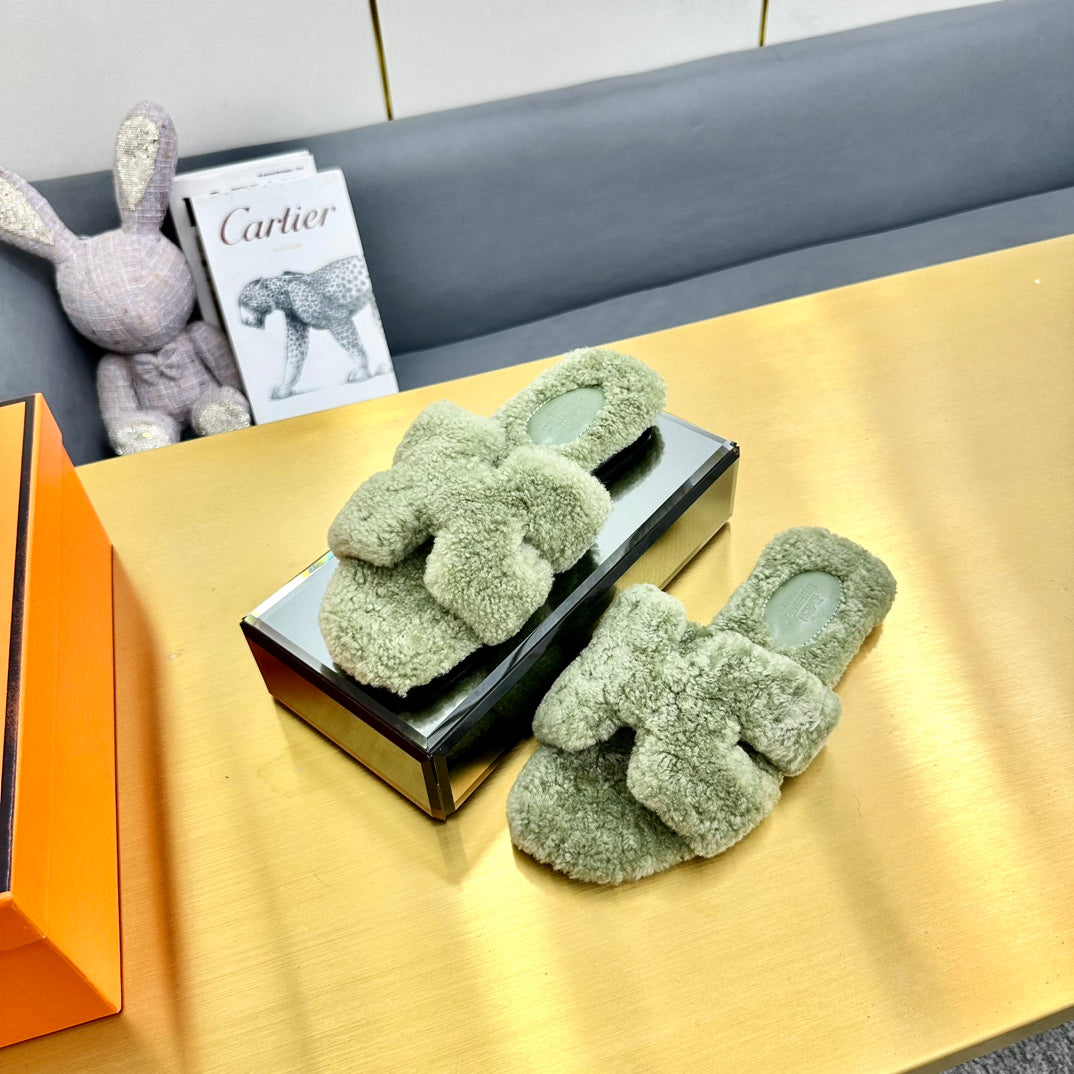 0RAN SHEARLING SANDALS JADE GREEN、mysite、Cacoeks