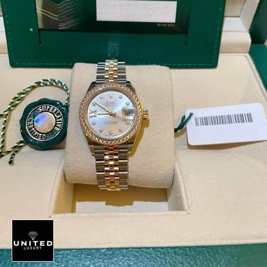 Rolex Datejust 279383RBR-0003 Champagne & Diamond Dial Replica 4 Rolex Datejust 279383RBR-0003 Yellow Gold Replica in Box