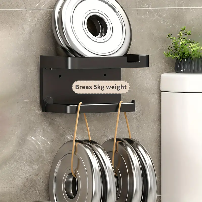 1pc toilet paper storage rack bathroom wall mounted stainless steel holder non punching adhesive tissue box shelf dual purpose storage rack mobile phone holder toiletry organizer bracket bathroom and toilet supplies details 6