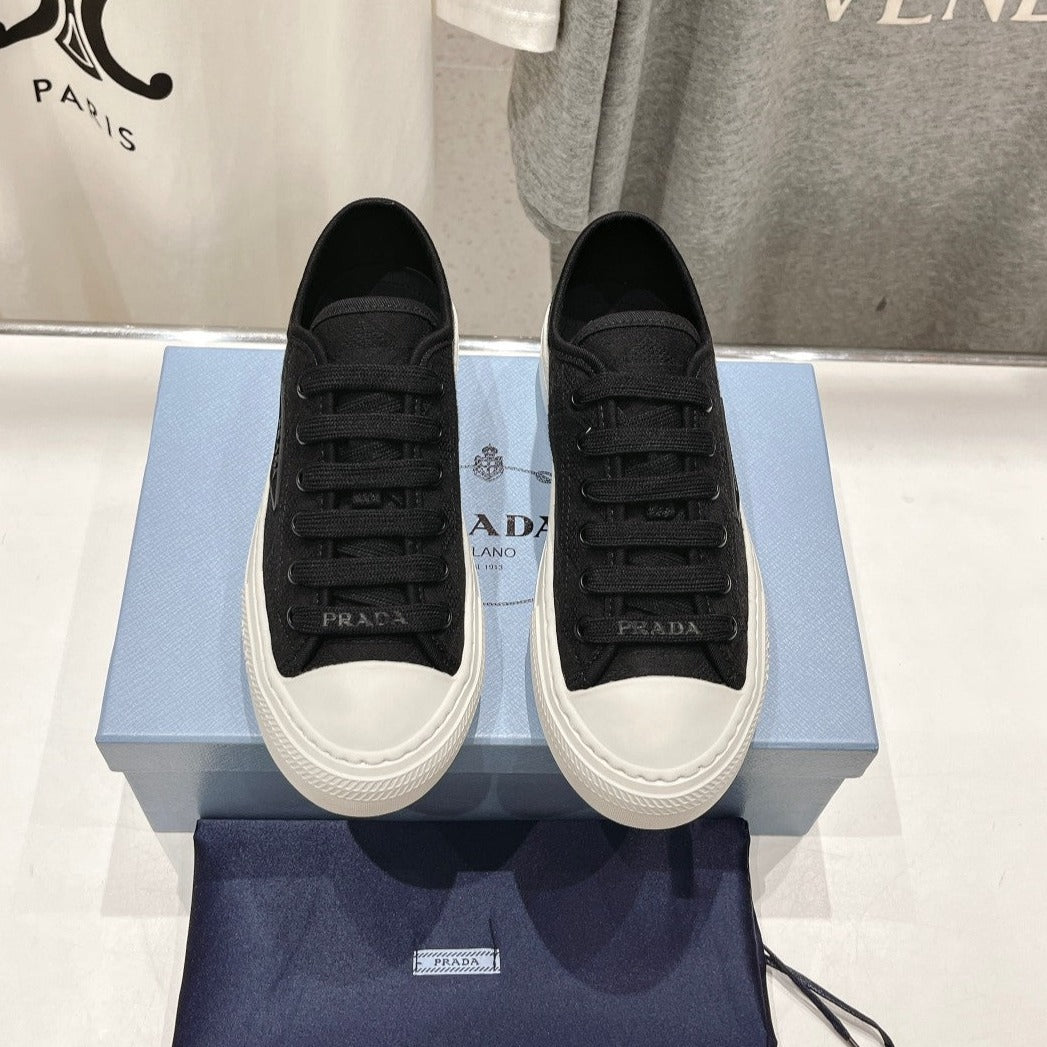 PRA PRINTED COTTON SNEAKERS BLACK AND WHITE CANVAS、mysite、Cacoeks