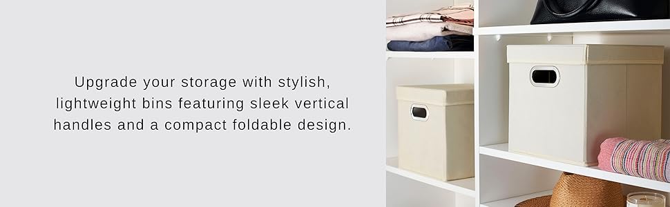 update storage with stylish, lightweight bins featuring sleek design with handles