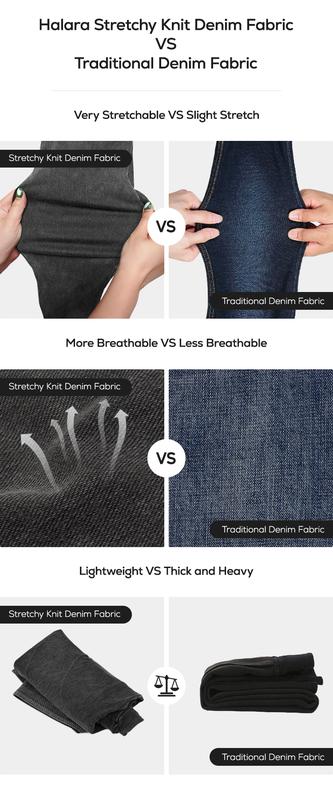 Halara Flex High Waisted Multiple Pockets Baggy Wide Leg Washed Stretchy Knit Casual Jeans#TikTokShopBacktoSchool