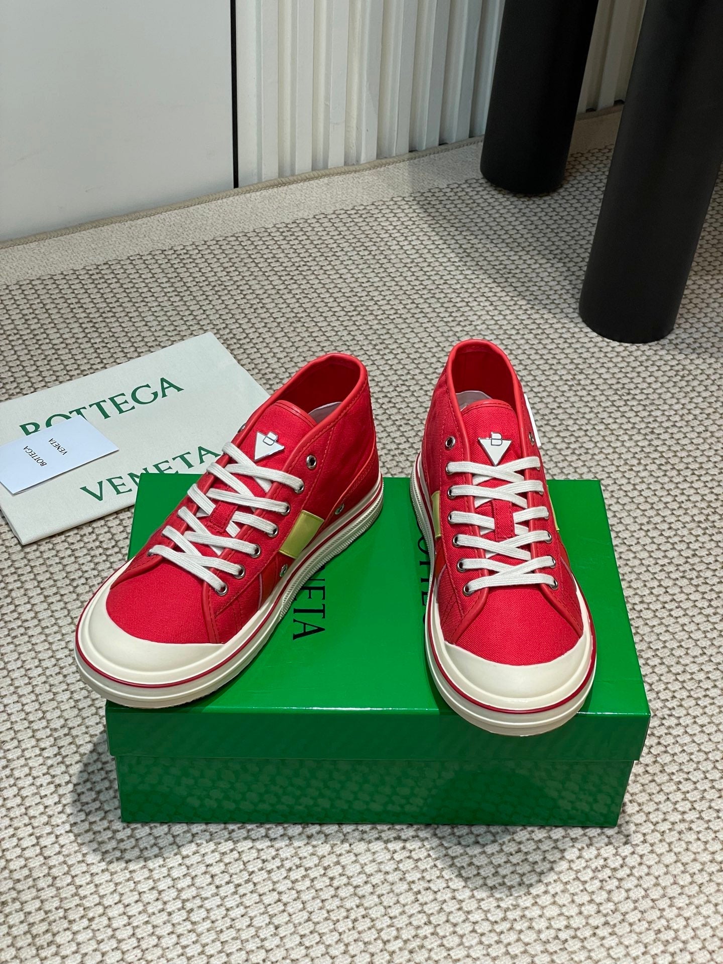 ELIOT SNEAKER IN CHERRY RED CANVAS AND CALFSKIN、mysite、Cacoeks