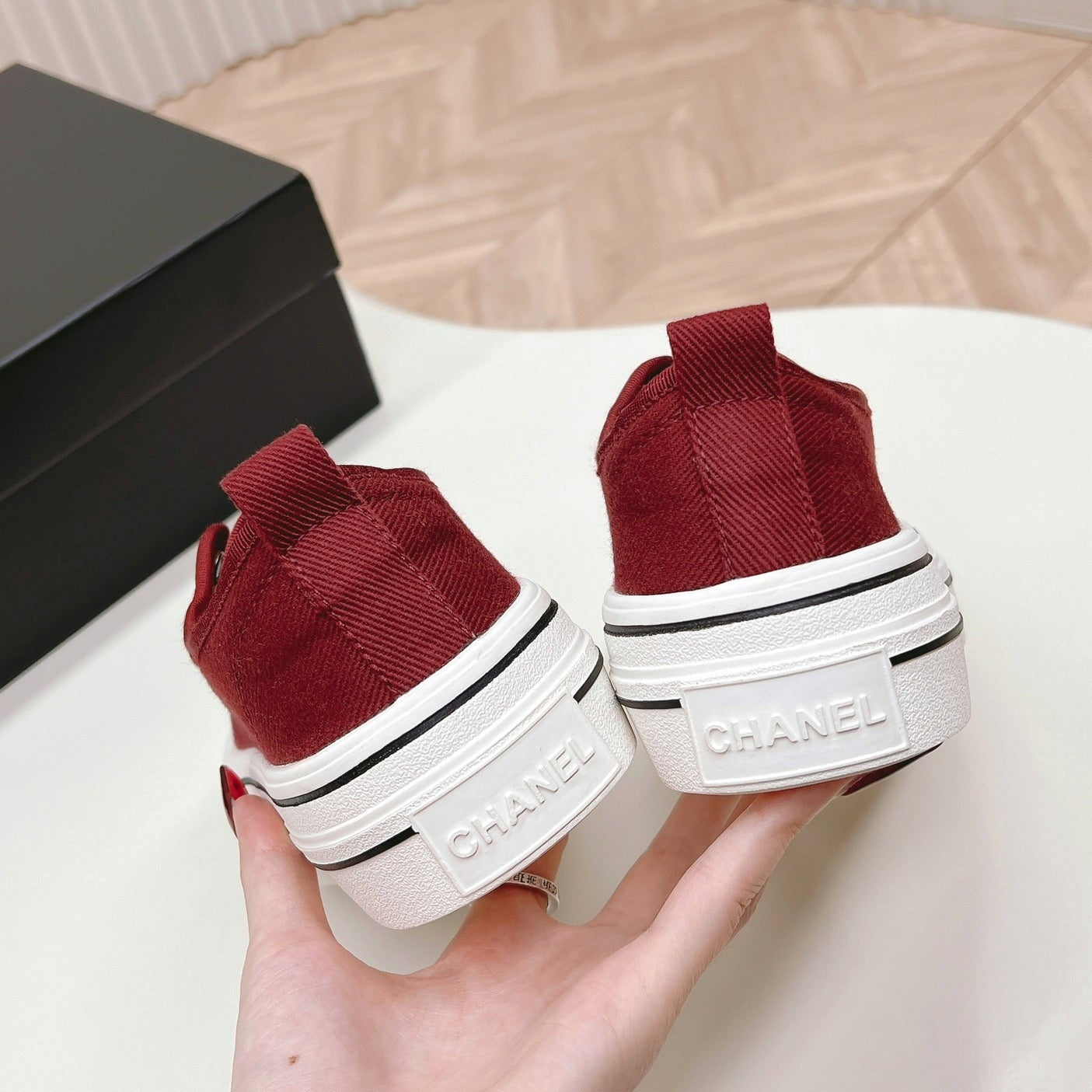 Double C Platform Biscuit Shoes Fabric Cherry Red、mysite、Cacoeks