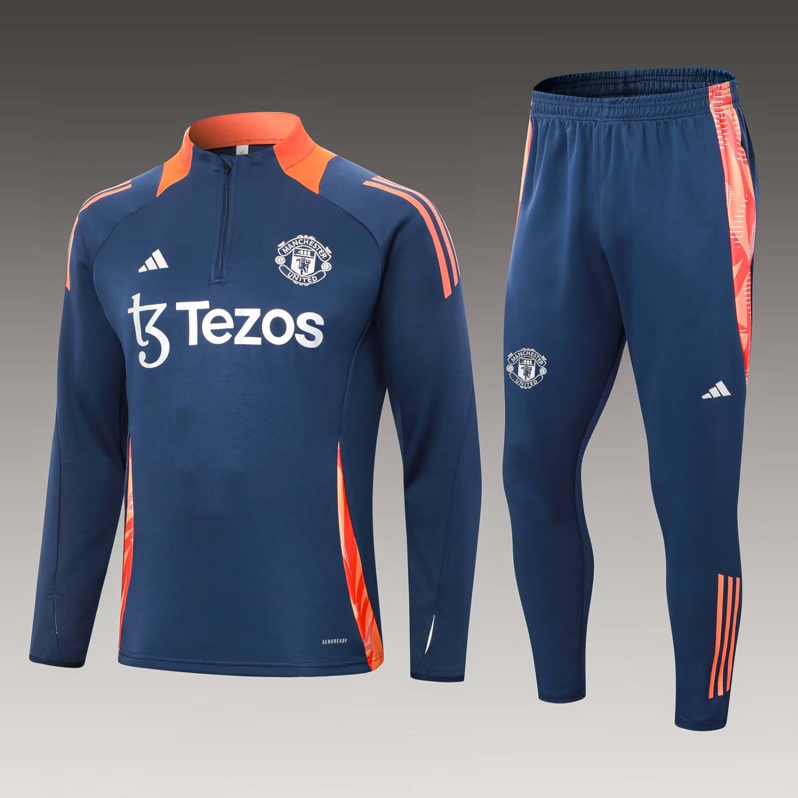 2024/2025 Manchester United Half-Pull Training Suit Royal blue Football Shirt 1:1 Thai Quality Set:football jersey mysite: unitedjerseyfootball 邓江浪:football