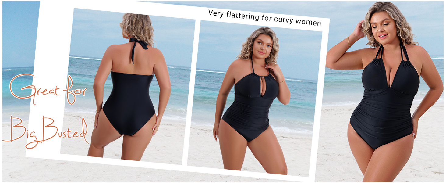 Black one piece swimsuit for women