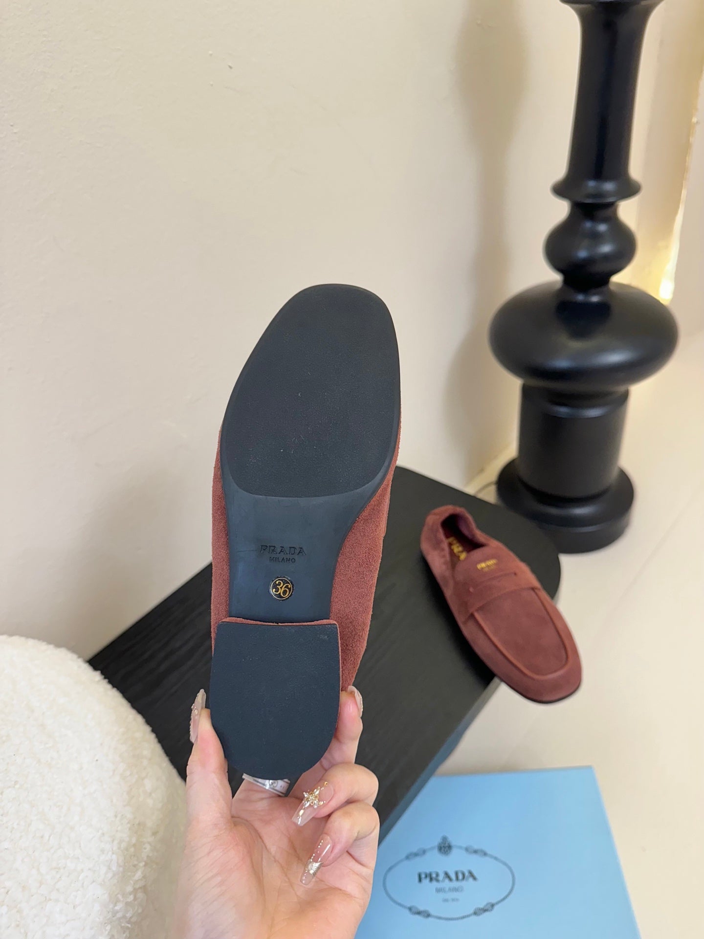 PRADA 25S SHUFFLE LOAFERS IN DARK BROWN SUEDE、mysite、Cacoeks