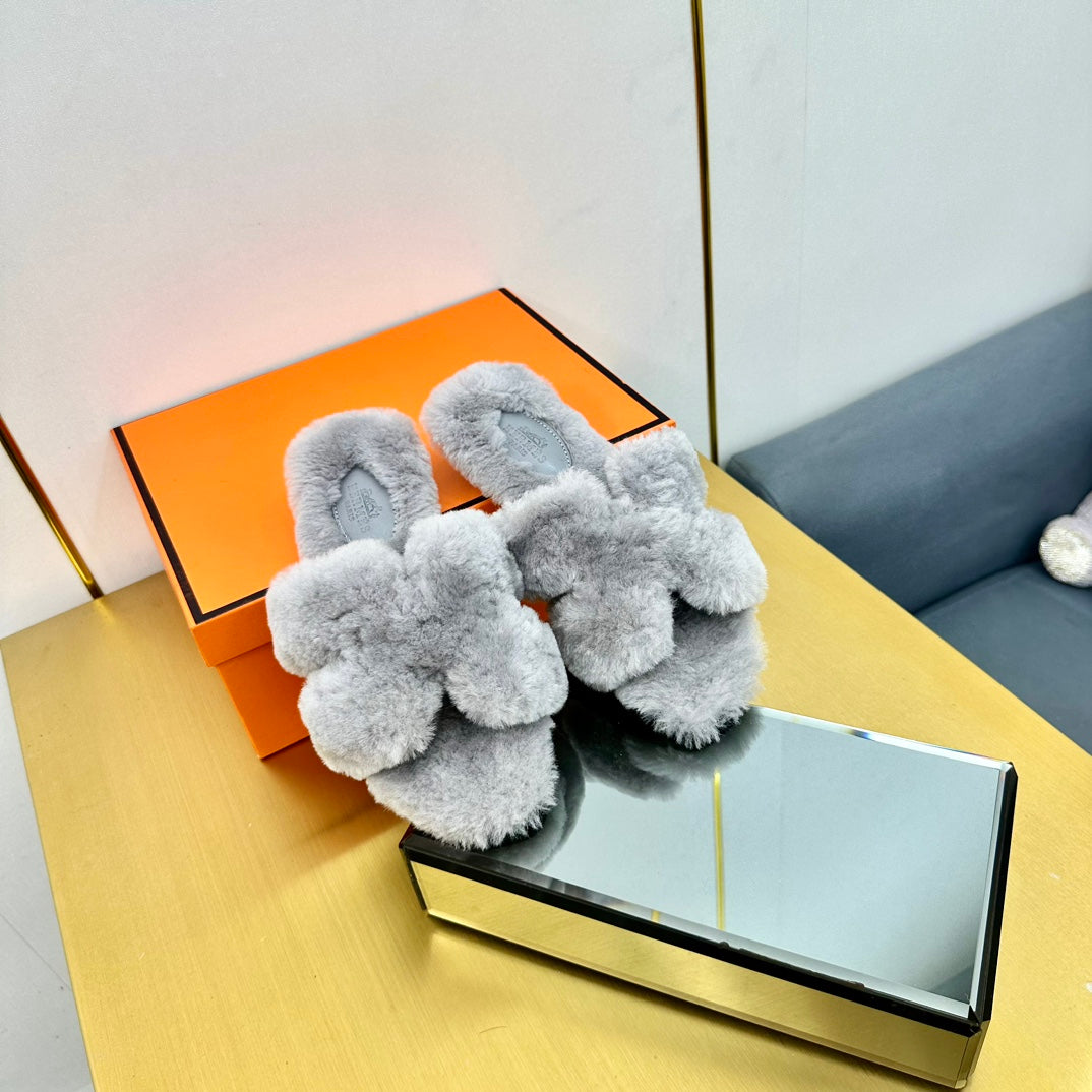 0RAN SHEARLING SANDALS SILVER GRAY、mysite、Cacoeks
