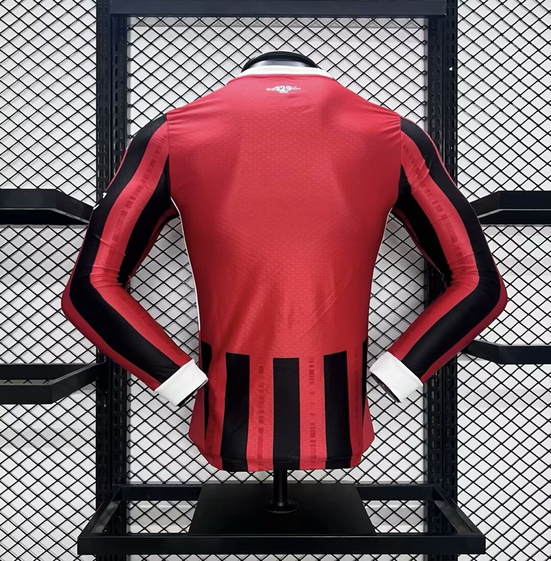 JerseysGala.com | AC Milan 24-25 Home Long Sleeve Jersey - Player Version -Customize Name, Number and Patch | Worldwide Shipping