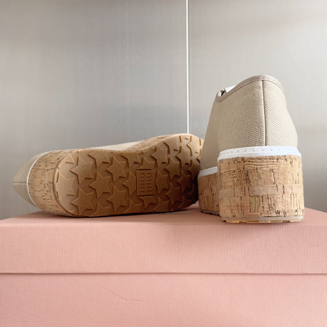 Lace - up Platform Shoes Buttercream Canvas、mysite、Cacoeks