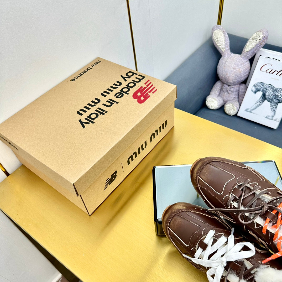 MIUXNB 530 SNEAKERS IN BROWN CALFSKIN SHEARLING、mysite、Cacoeks