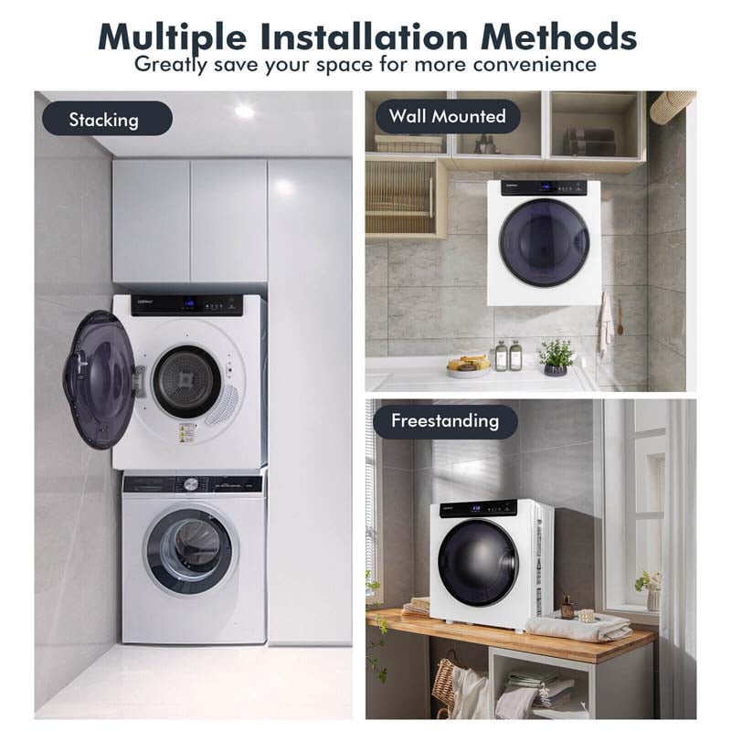 Eletriclife 2.6 Cu.ft Compact Clothes Dryer with Touch Panel and 2 Modes