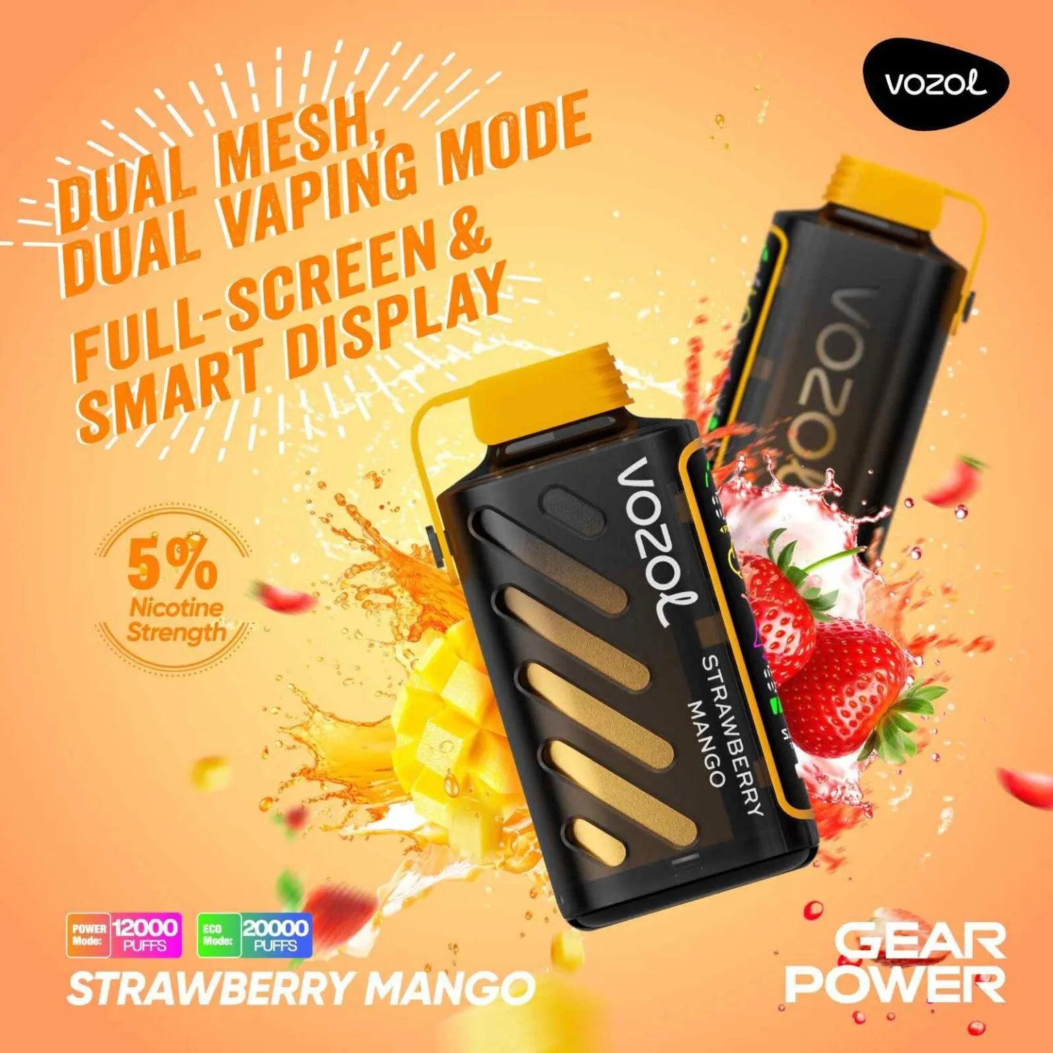  VOZOL Gear Power 20000 Puffs 50mg Dual Mode Disposable Vapevpae005 vapeing vape