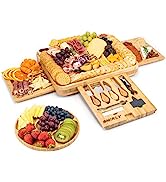 SMIRLY Charcuterie Boards: Large Charcuterie Board Set, Bamboo Cheese Board and Knife Set, Unique...