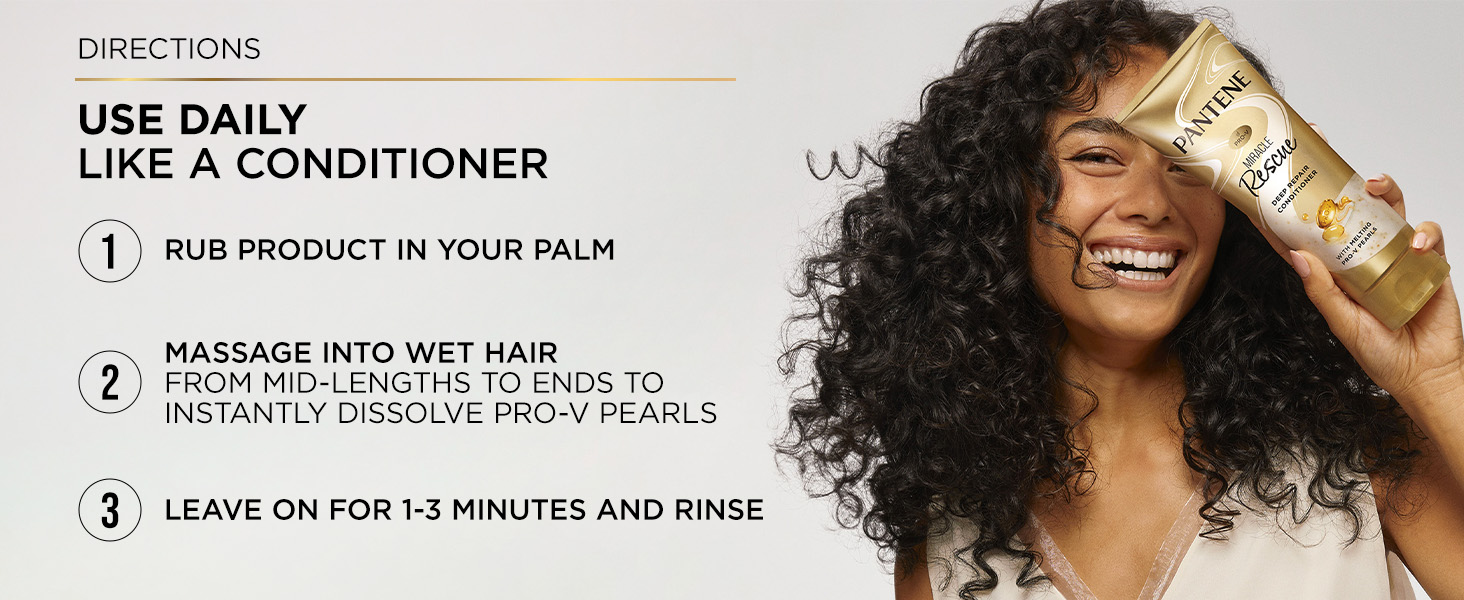 Deep Repair Conditioner Directions - Rub in palm, massage into wet hair, leave in for 3 min rinse