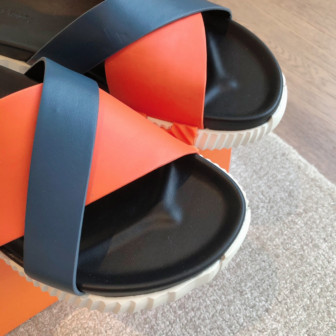 INFRA SANDAL BLACK MIX ORANGE CALFSKIN、mysite、Cacoeks