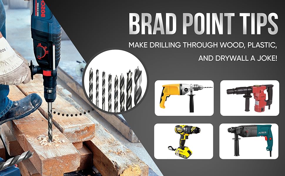 Optimized spurs insure fast and easy cutting of the wood fibers before the hole is drilled