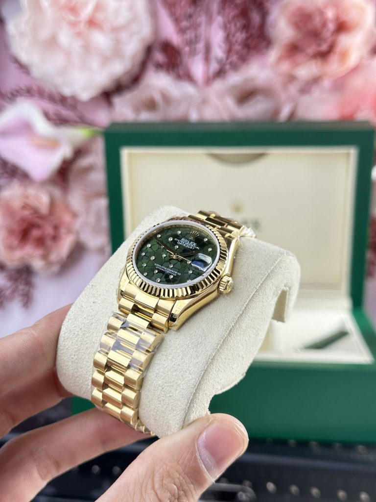 Đồng Hồ Rolex DateJust 278288 Replica 11 Nữ Mặt Số Họa Tiết Hoa Xanh Oliu 31mm (2)