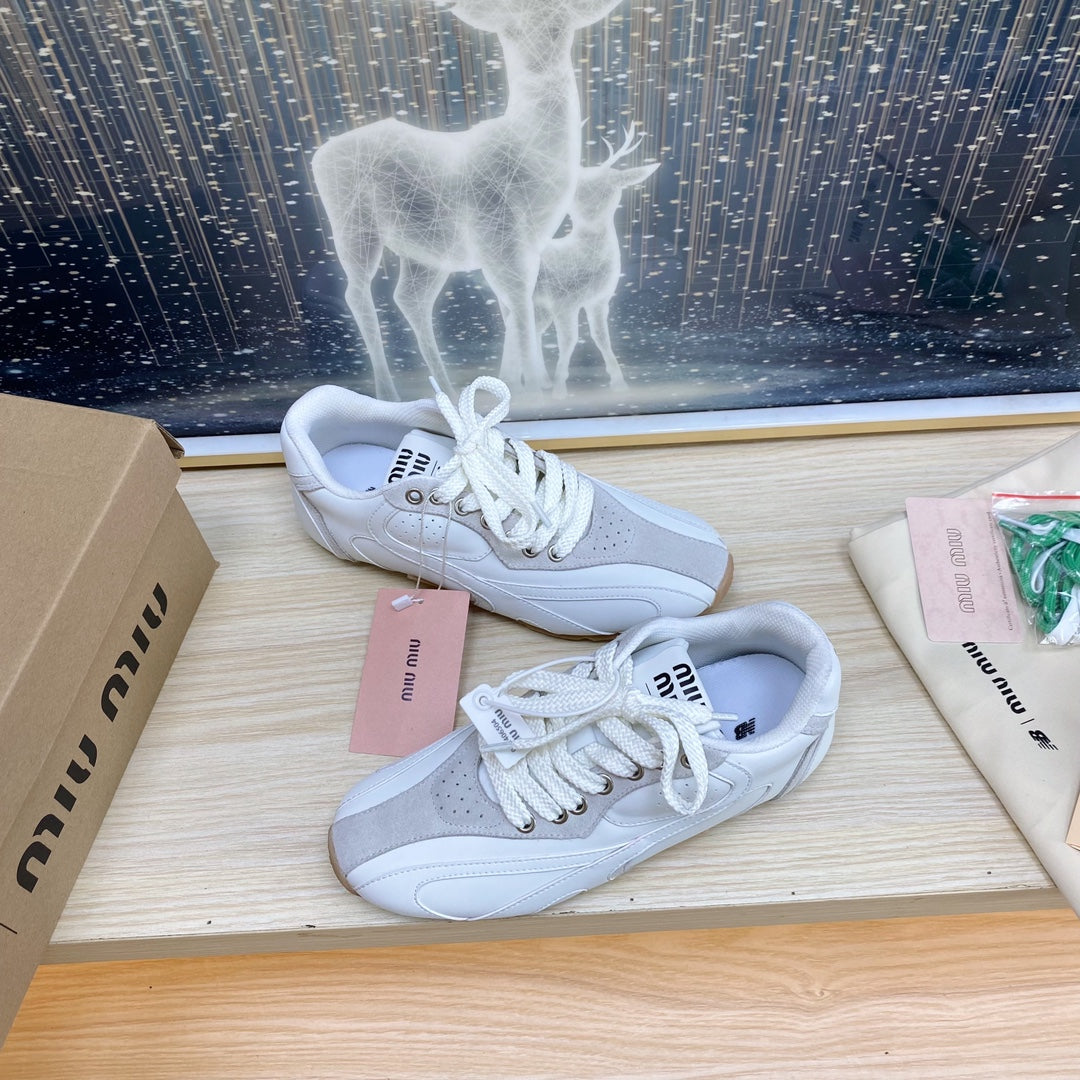 NB White and Gray Sneakers Cowhide、mysite、Cacoeks