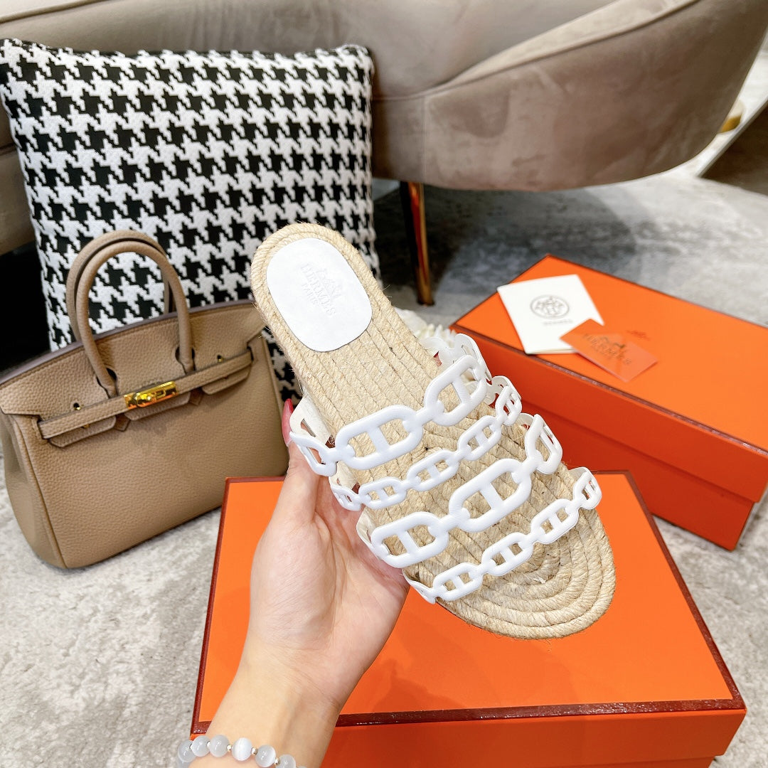 STRAW SOLE SLIPPERS WHITE LAMBSKIN、mysite、Cacoeks