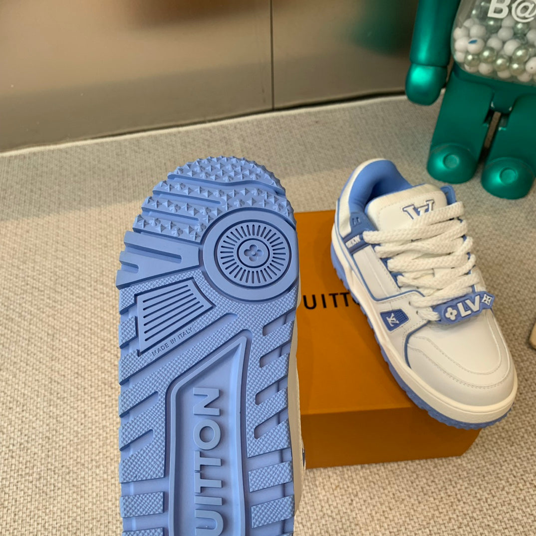 LV TRAINER MAXI SNEAKER IN WHITE MIX OCEAN BLUE CALFSKIN、mysite、Cacoeks