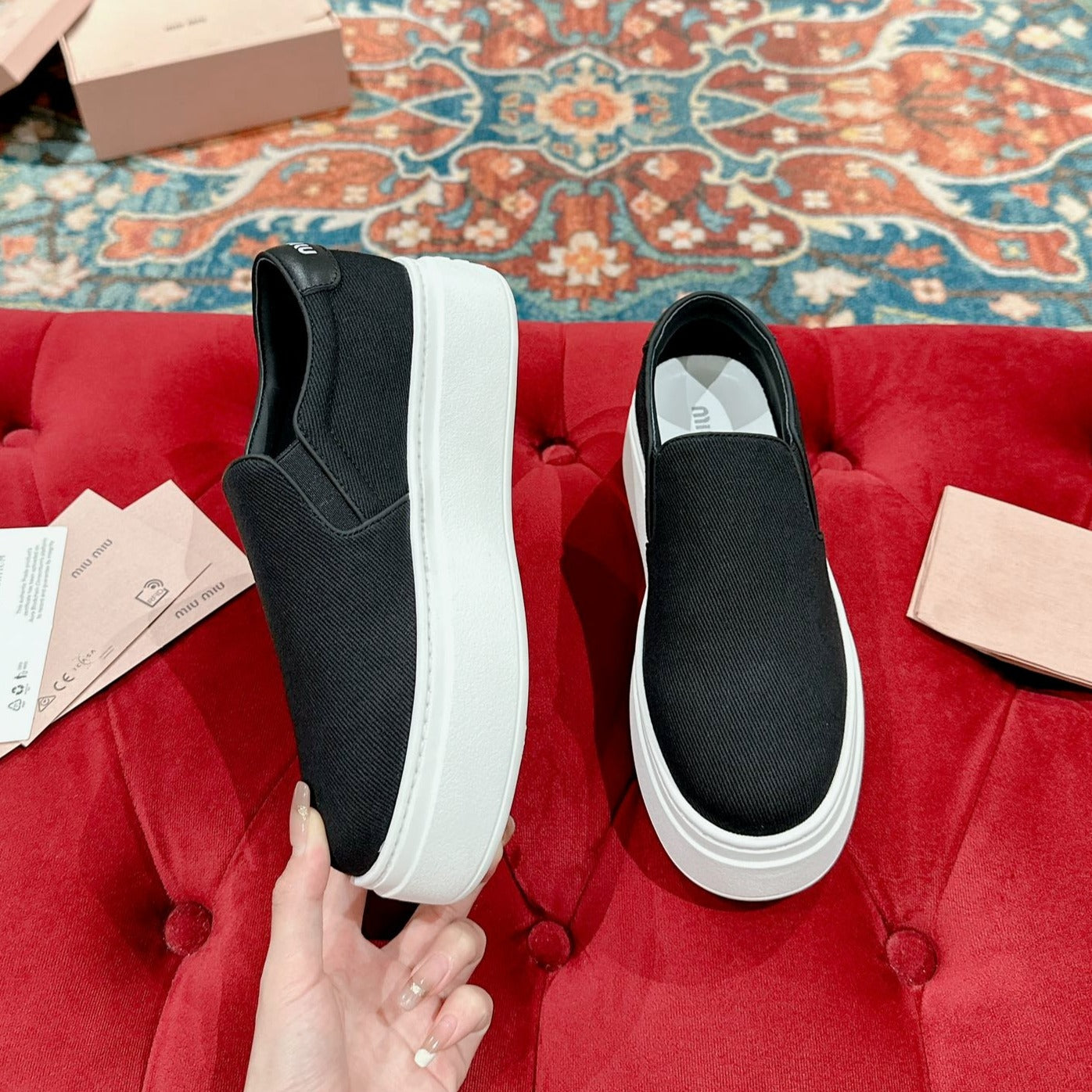 Slip-on Shoes High Sole Black Canvas、mysite、Cacoeks