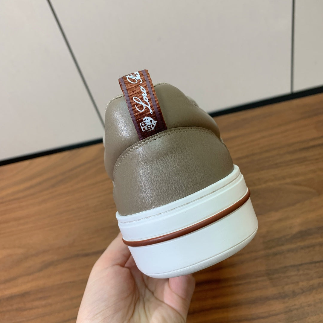LP SNEAKERS IN STONE BROWN CALFSKIN WHITE SOLE、mysite、Cacoeks