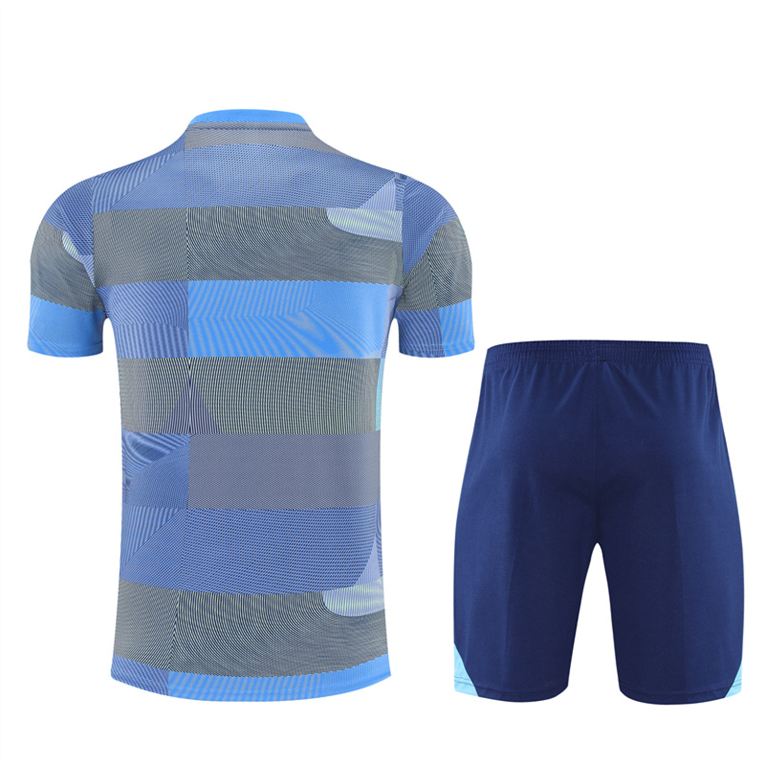 UltraTrikot-Real Madrid 25-26 Pre-Match Short-Sleeve Training Set - Blue-Gray Camouflage Top and Blue Shorts