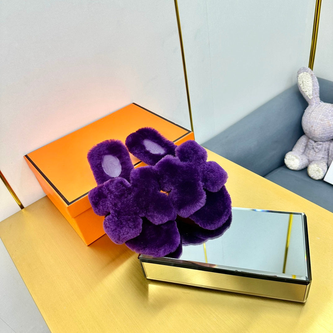 0RAN SHEARLING SANDALS PLUM PURPLE、mysite、Cacoeks