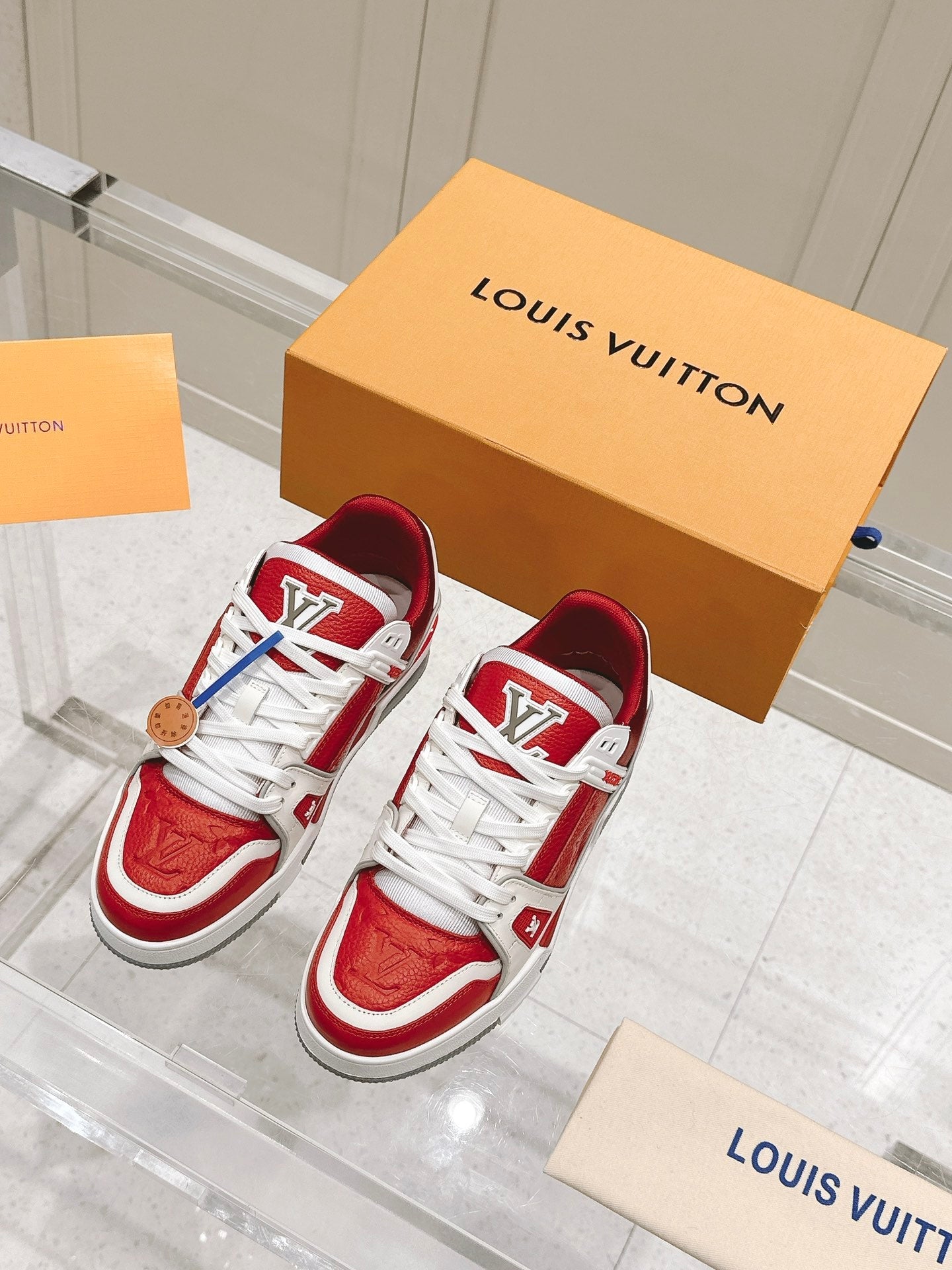 LV TRAINER SNEAKER IN SARI RED GRAINED CALFSKIN、mysite、Cacoeks