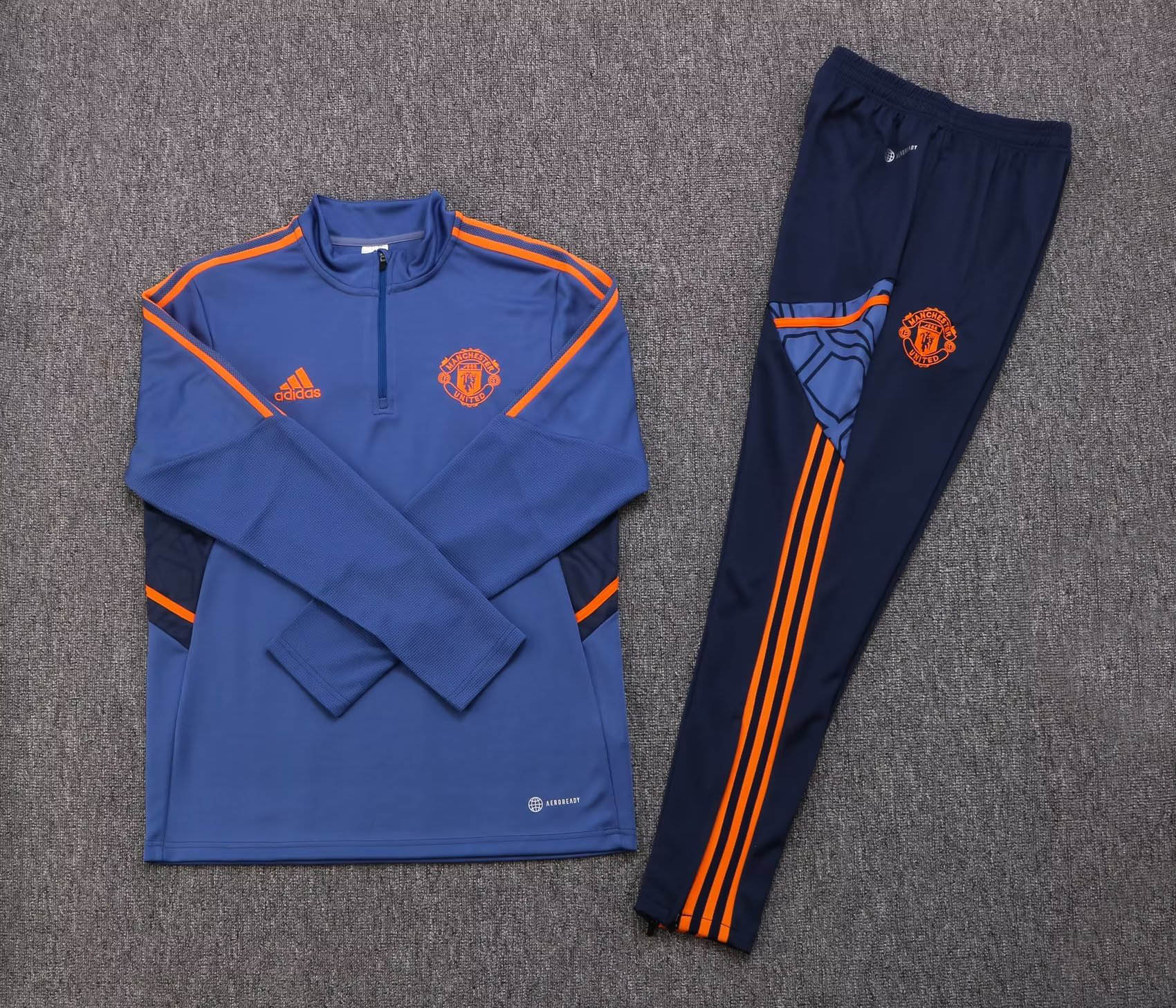 2022/2023 Manchester United Half-Pull Training Suit Blue Football Shirt 1:1 Thai Quality Set:football jersey mysite: unitedjerseyfootball 邓江浪:football
